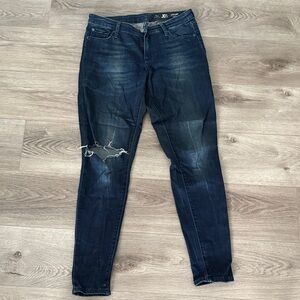 A/X Armani Exchange Dark Wash Distressed Skinny Jeans